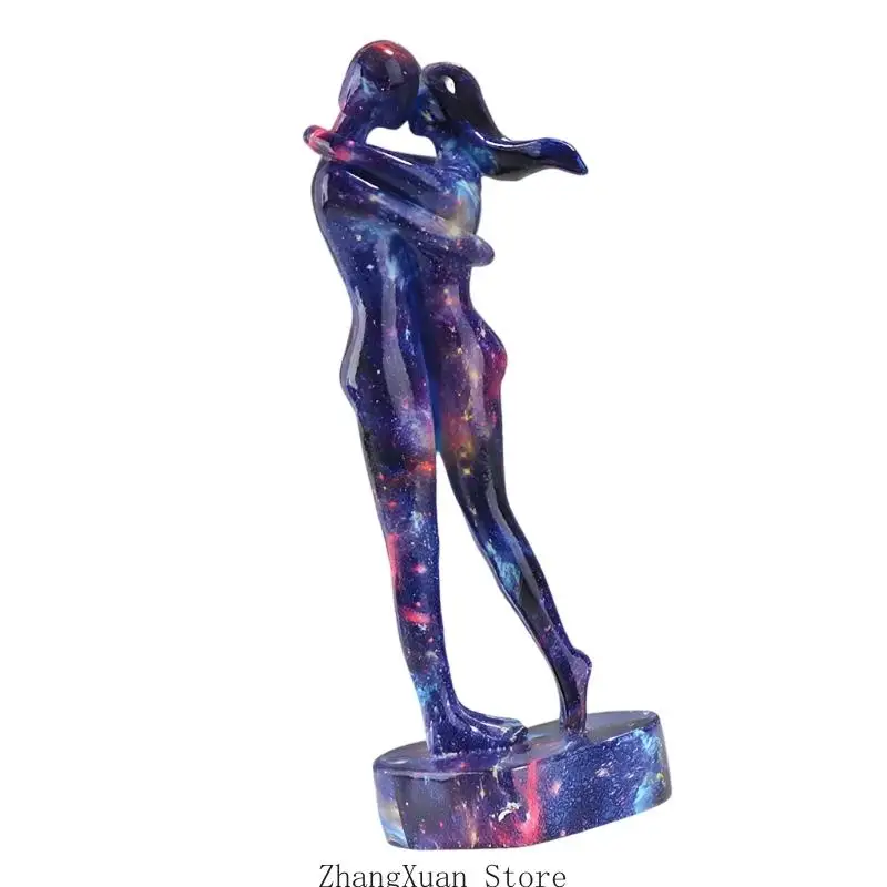 Liebhaber umarmt Statue künstlerische Harz Kuss Paar Skulptur mit Basis Home Desktop Dekoration Geschenk für Hochzeitstag 3XUF – Detail 4