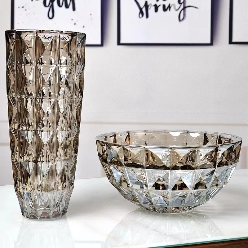 Fashion Luxury Glass Fruit Storage Bowl High-grade Crystal Candy Tray Pretty Gifts Beautiful Table Vase Living Room Decoration