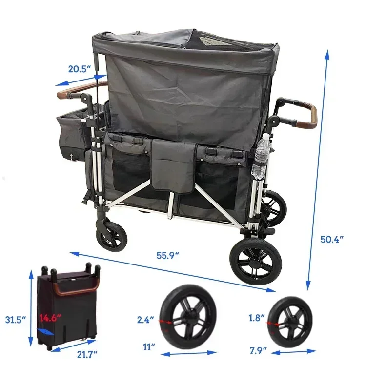 JXB 4 Seater Utility Folding Kid Strollers Wagon Accessories Foldable Garden Carts Outdoor Beach Camping Trolley With Wheels