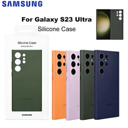 Original For Samsung Galaxy S23 Ultra Silicone Phone Case Soft Silicone Cover Silky Touch Protective Case EF-PS918TGEG