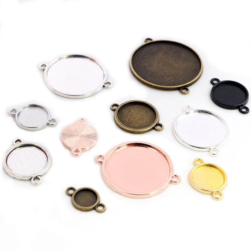 8-30mm Inner Size Classic 7 Colors Plated One Sided Double Hanging Simple Style Cabochon Base Setting Charms Pendant