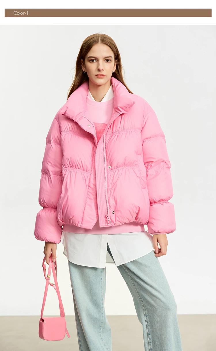 AMII Minimalist Women's Winter Down Jacket Zipper Button Warm Short Overcoats 2025 Winter New Female Solid Down Jacket 12344053