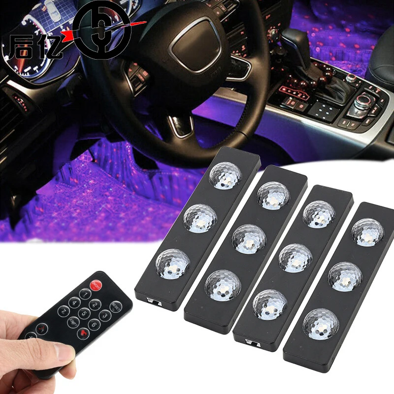 

Car Interior LED Decorative Ambient Light Wireless Remote Colorful Music Rhythm Light Starlight Carpet Lamp USB Interface Device