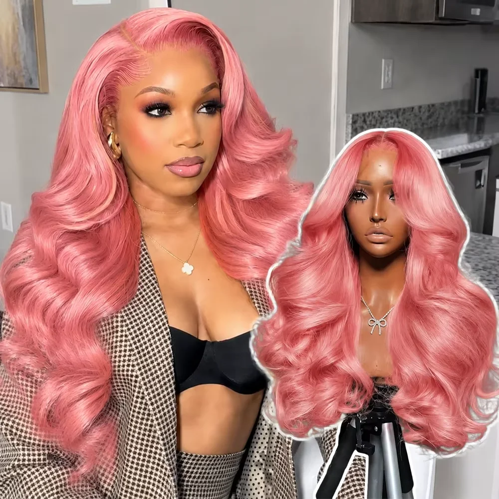 Pre Parted 13X4 Lace Front Bob Wig - Curly Pink Body Wave HD 13x4