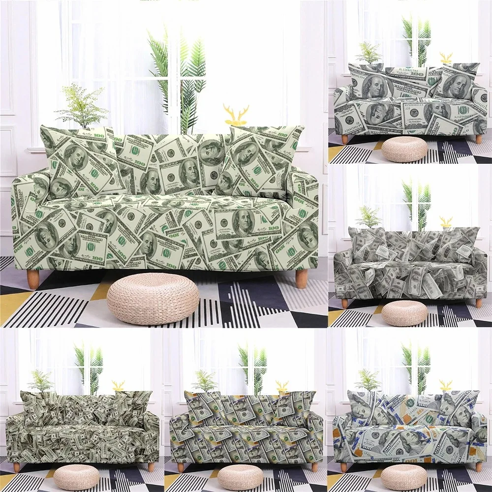 Luxury Dollar Bill Printing Covered Sofa Cover Polyester All-inclusive Bedroom Living Room Sofa Towel Multi-seater Fundas Sofa