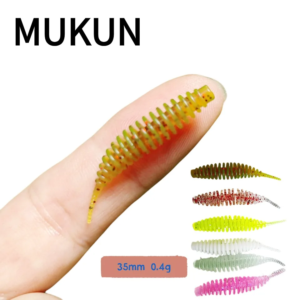 MUKUN 10PCS Fishing soft trout lure Silicone bait Wobbler Swimbait Pesca Artificial worm baits 35mm 0.4g for trout