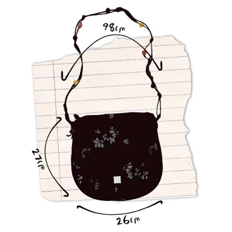 Винтажная сумка через плечо с цветочным принтом, плетеная Сумка через плечо с бусинами, женские холщовые черные маленькие сумки