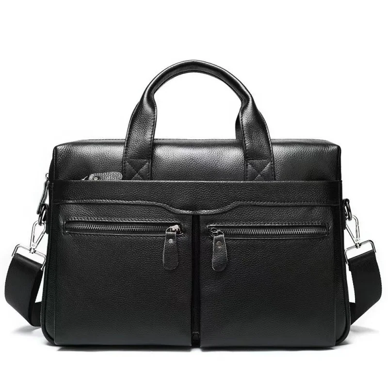 Retro Genuine Leather Men Briefcase Luxury Cowhide Handbag Business Shoulder Messenger Bag Large Capacity Tote For Male