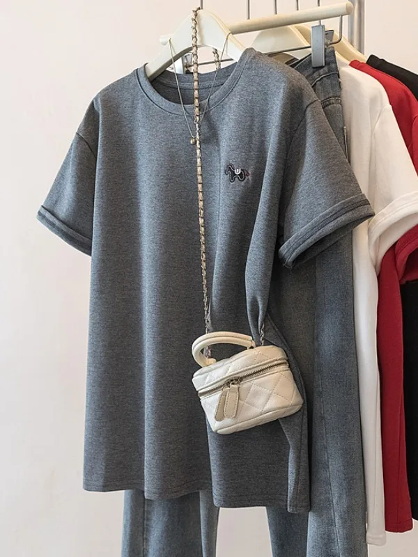 

Женская свободная футболка T-irt для похудения, весенняя, повседневная, универсальный размер, большие размеры, молодежный стиль