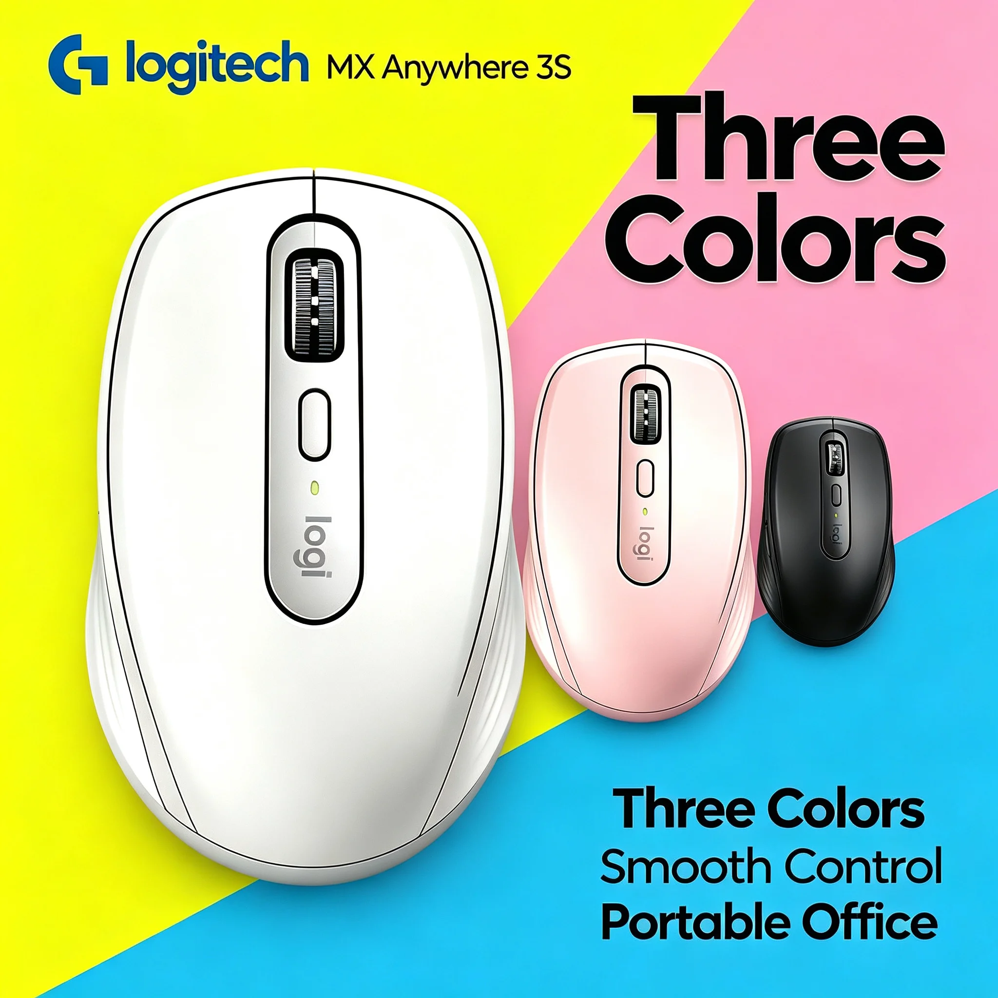 Logitech MX Anywhere 3S Portable Wireless Mouse Fast Scroll Wheel Rechargeable Office Mice