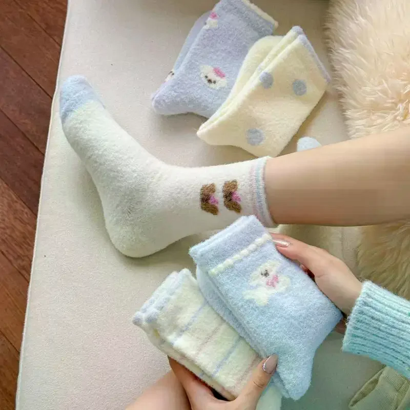 Cute Cartoon Puppy Plush Socks for Women - usage example