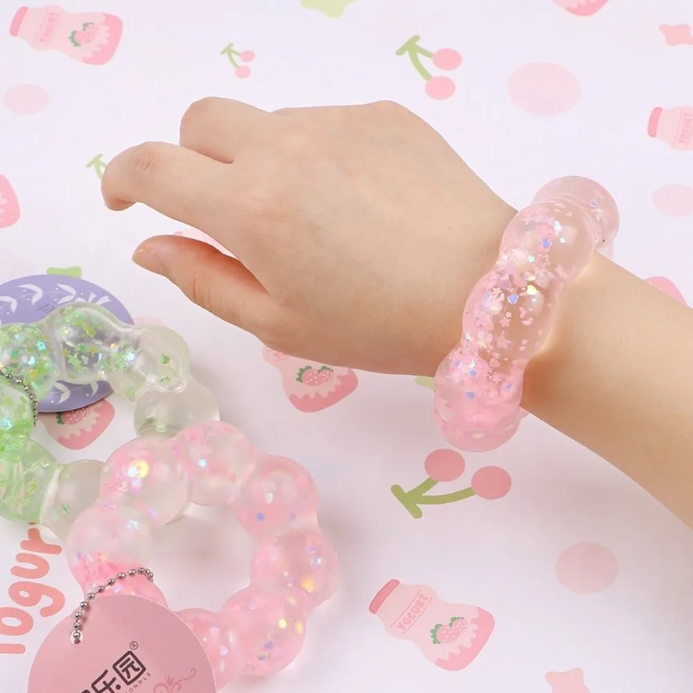 Party Favor Funny Maltose Slow Rebound Bracelet Soft Portable Stretchy Doughnut Squeeze Sequin Donut Fidget Adults