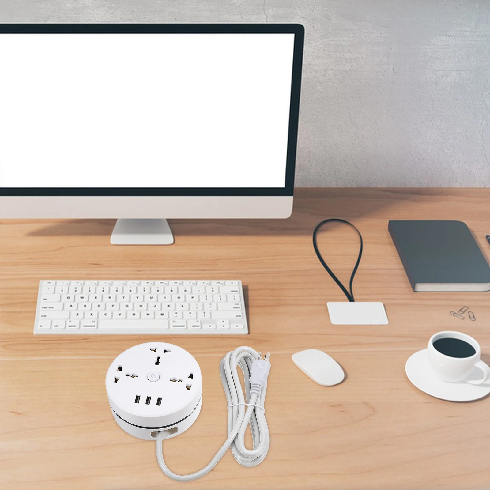 

1.5M 6Ft Power Strip Panel Multi-Use Outlet 4 Sockets 2 Usb Ports Vertical Space-Saving Desktop Organizer Safe Charging For Home