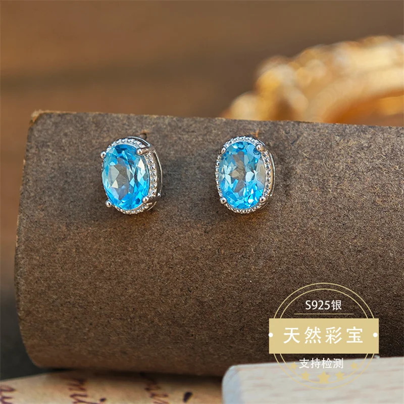 

Natural Topaz S925 Silver Genuine Gorgous Fashion Jewelry Women's Earrings for Girl Wedding Birthday Gift Fine Elegant Jewelry