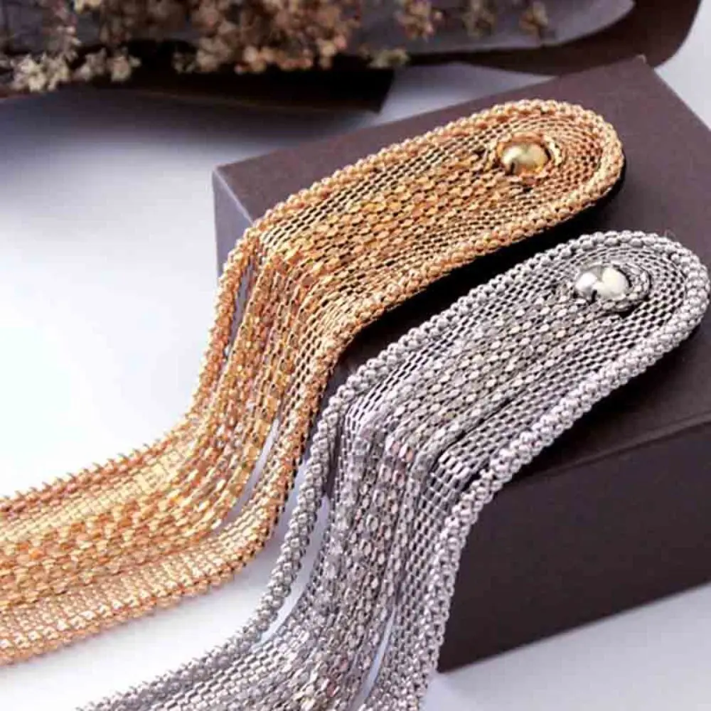 Handmade Shoulder Epaulette Long Chain Electroplating Tassel Chain Brooch Detachable Beads Fabric Metal Decorative Brooch Pin