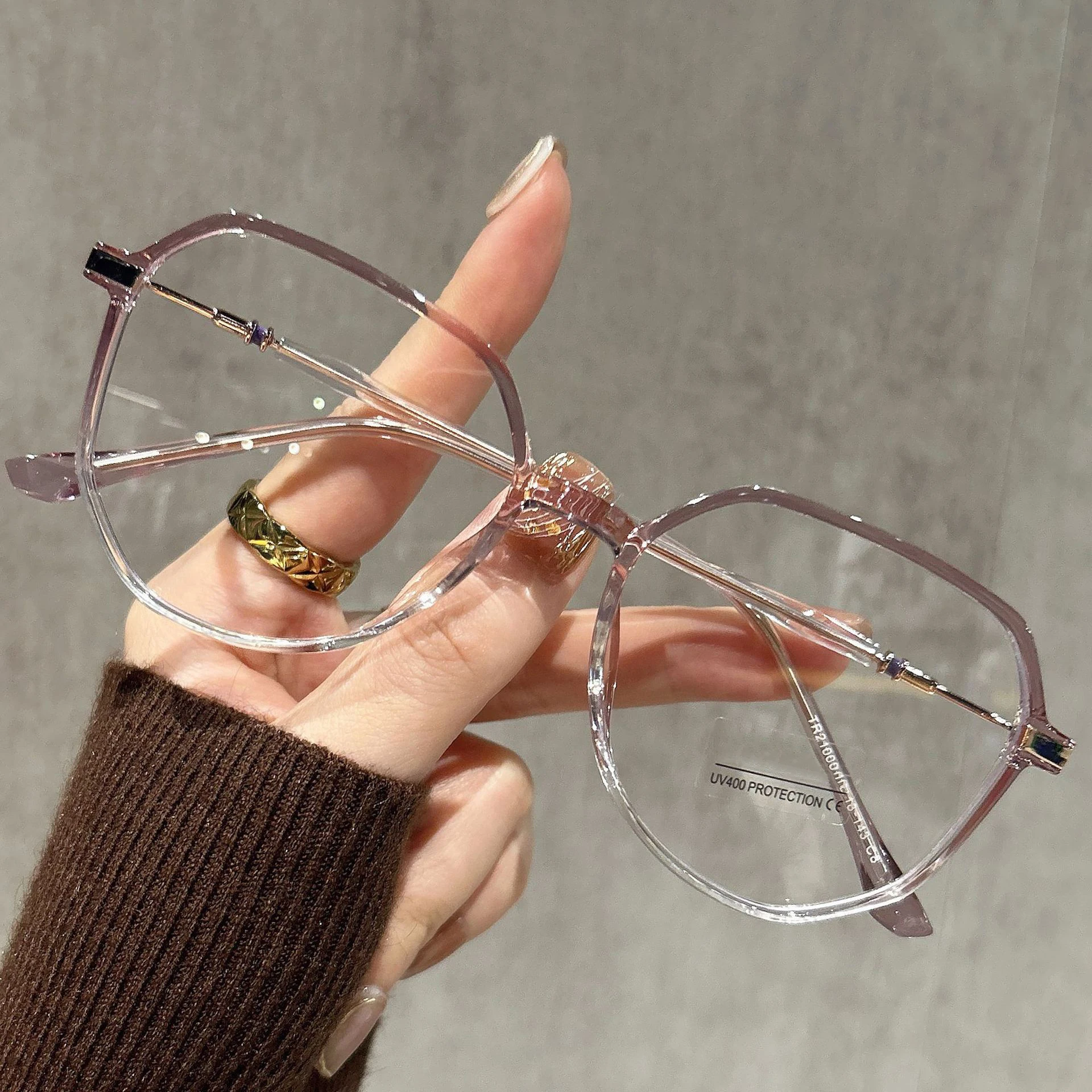 New Versatile Ultra Light Glasses With Plain White And Cool Brown Frame Large Frame Anti Blue Light  Myopia Glasses Frame MH8926