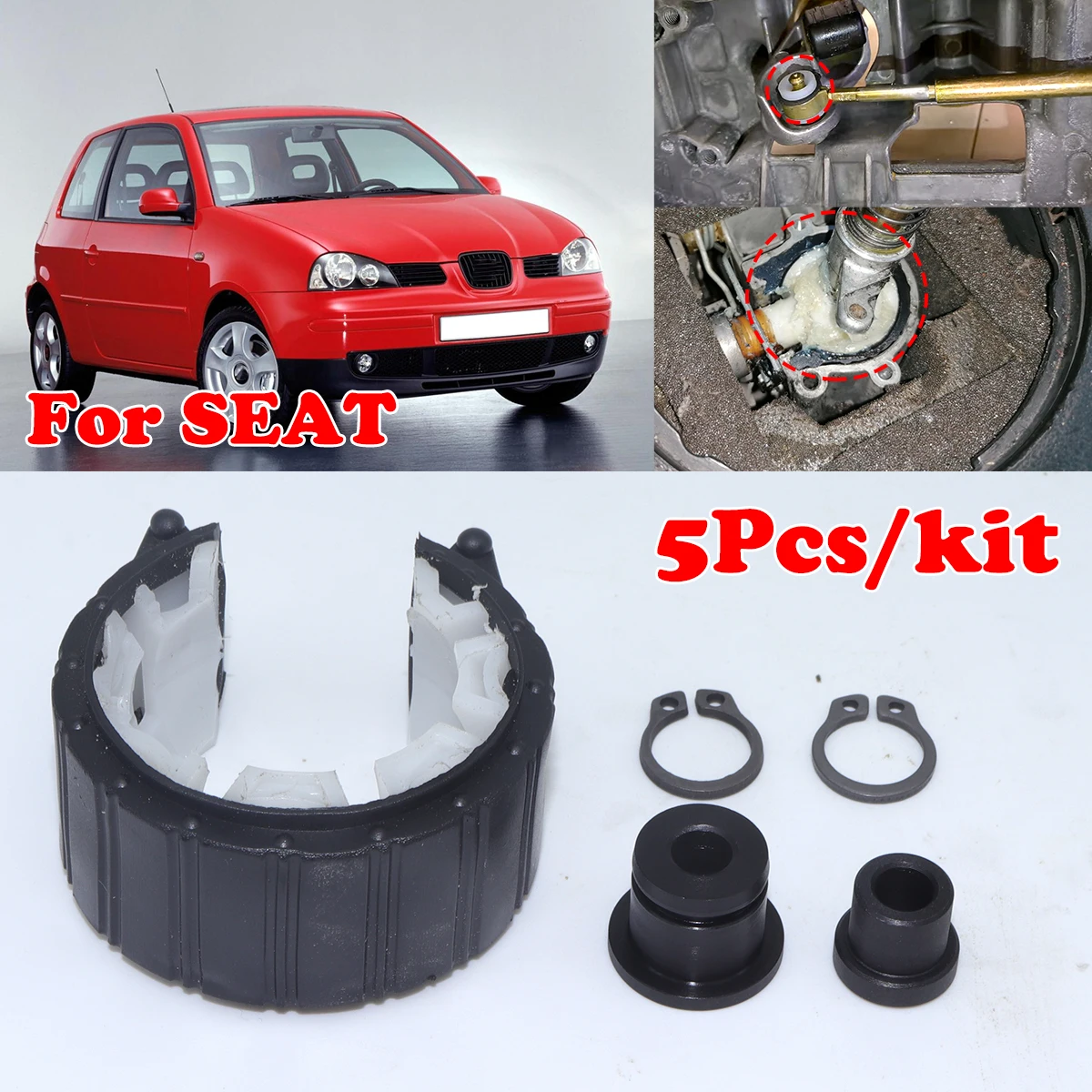 

5pcs Gear Cable Bushing MT Gearbox Bearing Shell Rebuild Kit Shifter Lever Linkage Pivot Bush For SEAT Cordoba Leon Toledo Ibiza