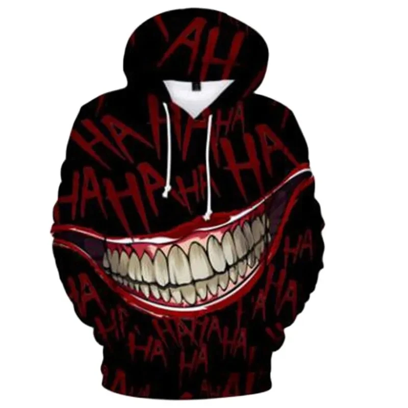 3D Hoodies para Homens e Mulheres, Hip Hop Streetwear para o Exterior, Haha Joker Moletom, com estampa