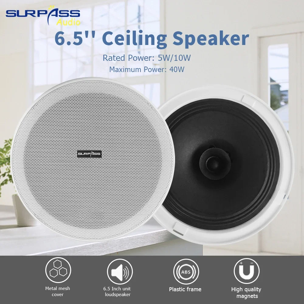 6.5 Inch 10W Full Range Speaker 70V/100V suitable for Audio PA System Amplifier Home Theater Publick Address Loudspeaker