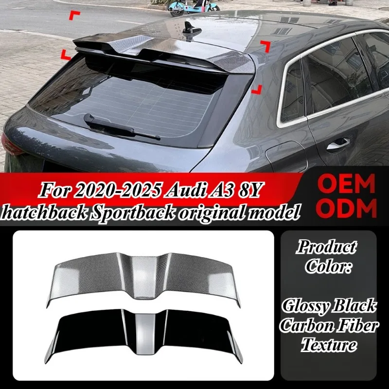 

For 2020-2025 Audi A3 8Y Sportback Hatchback Rear Roof Spoiler Wing ABS Gloss Black OEM Style Car Styling Tuning Part Accessorie