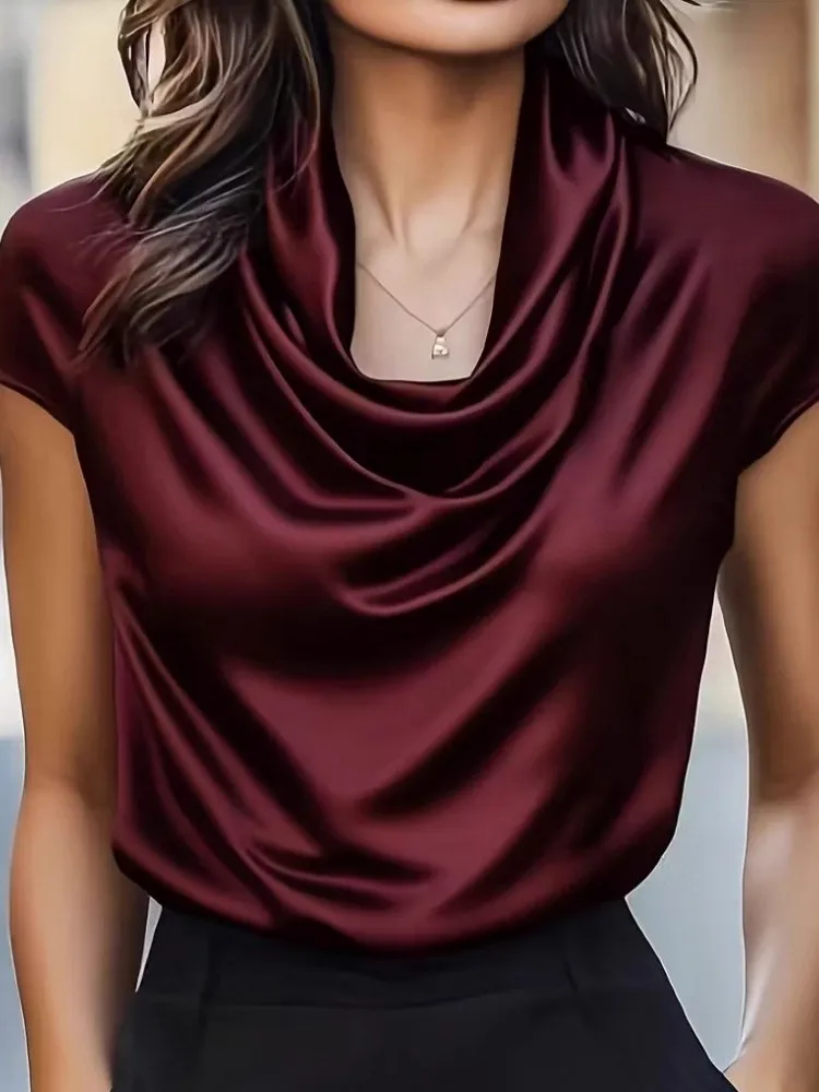 Blusas De Color liso para Mujer, Blusa De manga corta, blusa para Mujer, camisa De trabajo elegante para oficina, Blusas para Mujer De Moda 2026
