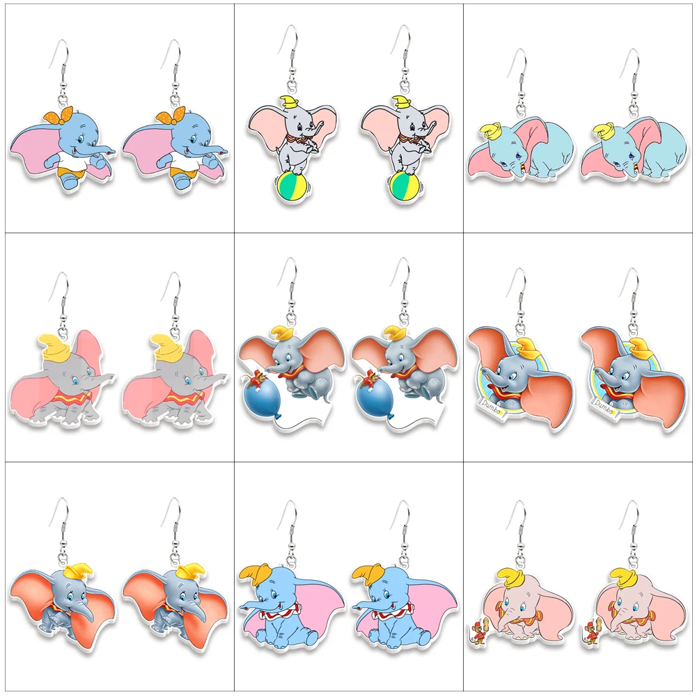 

W Cartoon Baby Dumbo Stud Earring Cute Elephant Epoxy Jewelry Resin Acrylic Earrings Handmade Gifts Girl