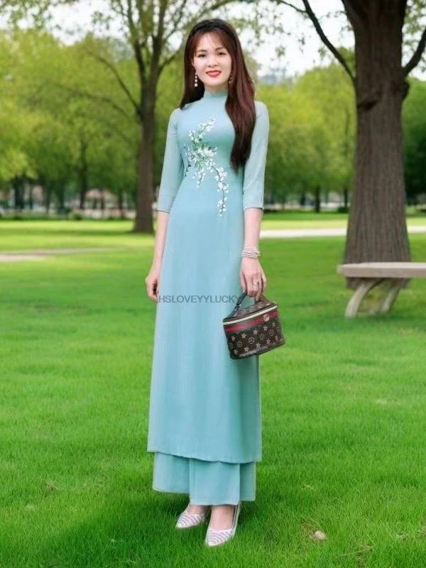

Традиционное Вьетнамское женское ретро Ao Dai, элегантное китайское платье Cheongsam, винтажное цветочное праздничное свадебное платье в восточном стиле с цветочным узором