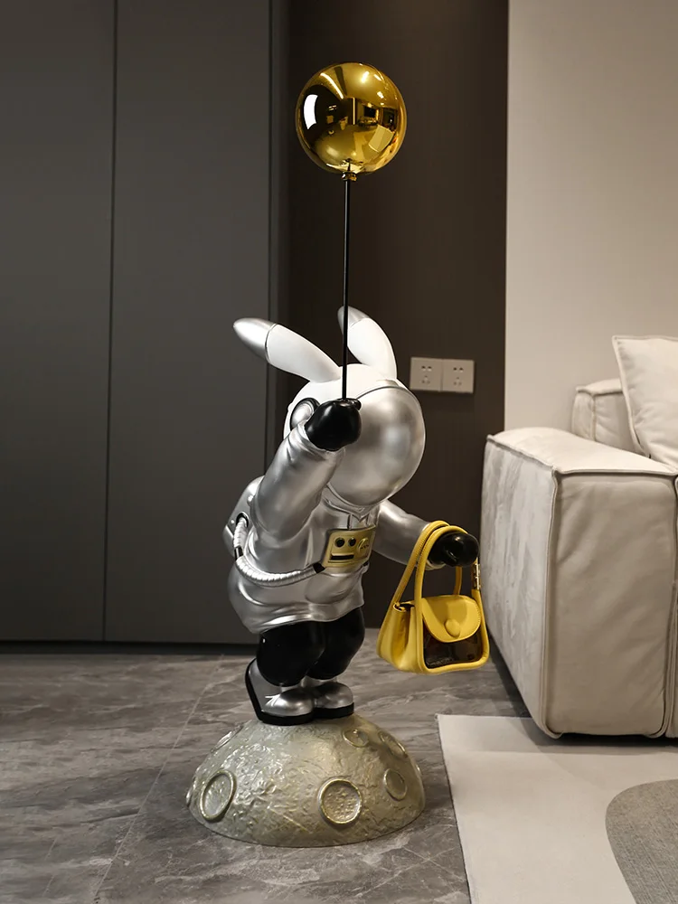 Home Decor Luxury Balloon Astronaut Rabbit Statue Living Room Floor Ornaments Sculpture TV Cabinet Soft Decoration Opening Gifts