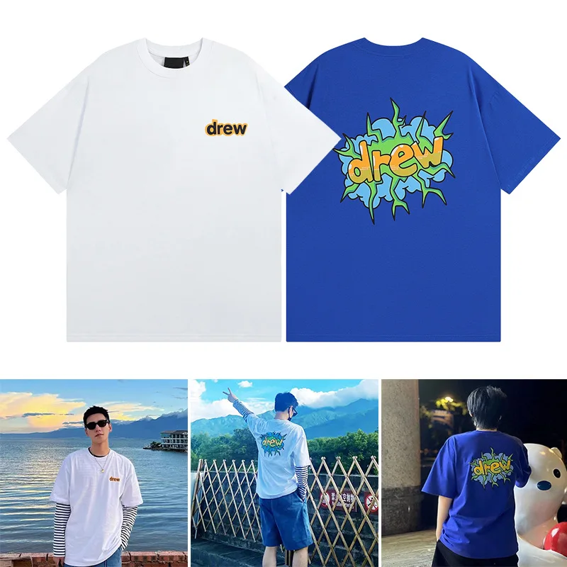 

Drew House Premium Quality Smiley Summer 100% Cotton Crew Neck Loose Fit Men's Couple's Short Sleeve T-Shirt ins Women