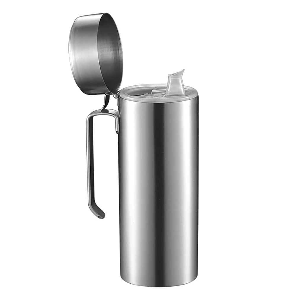 

1pc Stainless Steel Oil Bottle Home Cooking Seasoning Kitchen Supplies Storage Pot Sauce Chili Liquid Dispenser