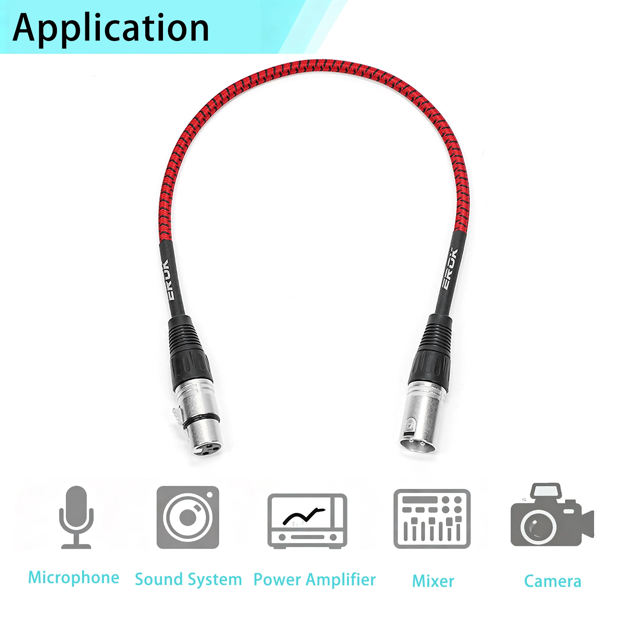 EROK Audio Line 3Pin XLR Male to Female Microphone Extension Cable for Mixer Amplifiers Sound Cannon Balanced XLR Cable