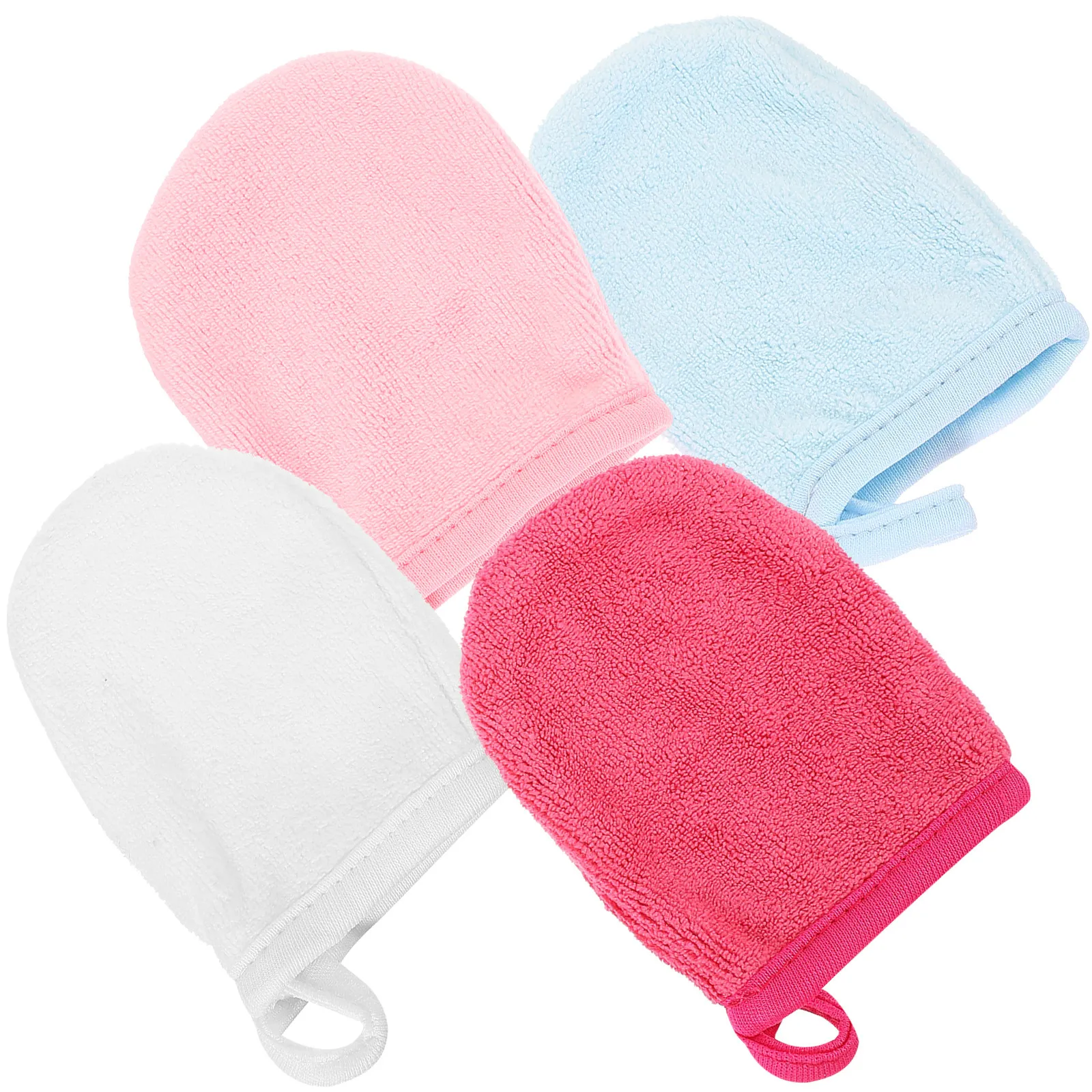 4Pcs Facial Cleaning Gloves Microfiber Makeup Remover Mitts Gentle Reusable Face Wash Mitts for Eyes Nose Hard to Reach Areas view 4