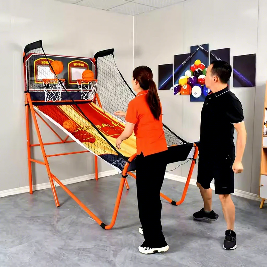 Indoor Adjustable Durable Eco-Friendly Electronic Shooting Machine Automatic Scoring Foldable Basketball Hoop Training Equipment