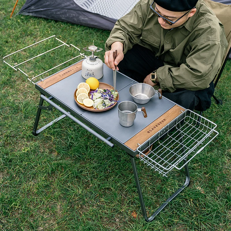 BLACKDEER IGT-Table de Camping Pliante en Alliage d'Aluminium, Mini 2.0, Multifonctionnelle, Portable, Grille, Bois, Pique-Nique en Plein Air