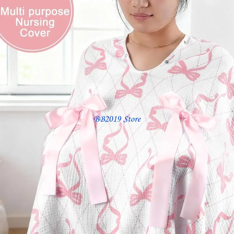 Q0KB Breathable And Safe Breastfeeding Cover Make Of Natural Cotton For Comfortable Breastfeeding 89X101Cm