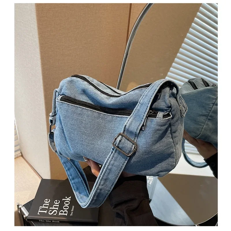 

Solid Colors Denim Zipper Small Square Bag New Crossbody Bags 2025 Fashion Ladies Bags Versatile Women's Shoulder Bags