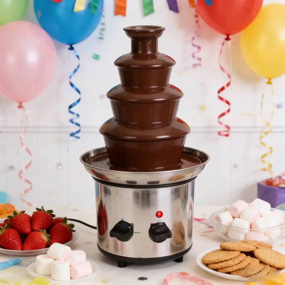 

4-уровневая машина для шоколадного фонтана из нержавеющей стали, коммерческая домашняя машина для плавления шоколада «сделай сам», водопад, машина для фондю для вечеринки, десерта