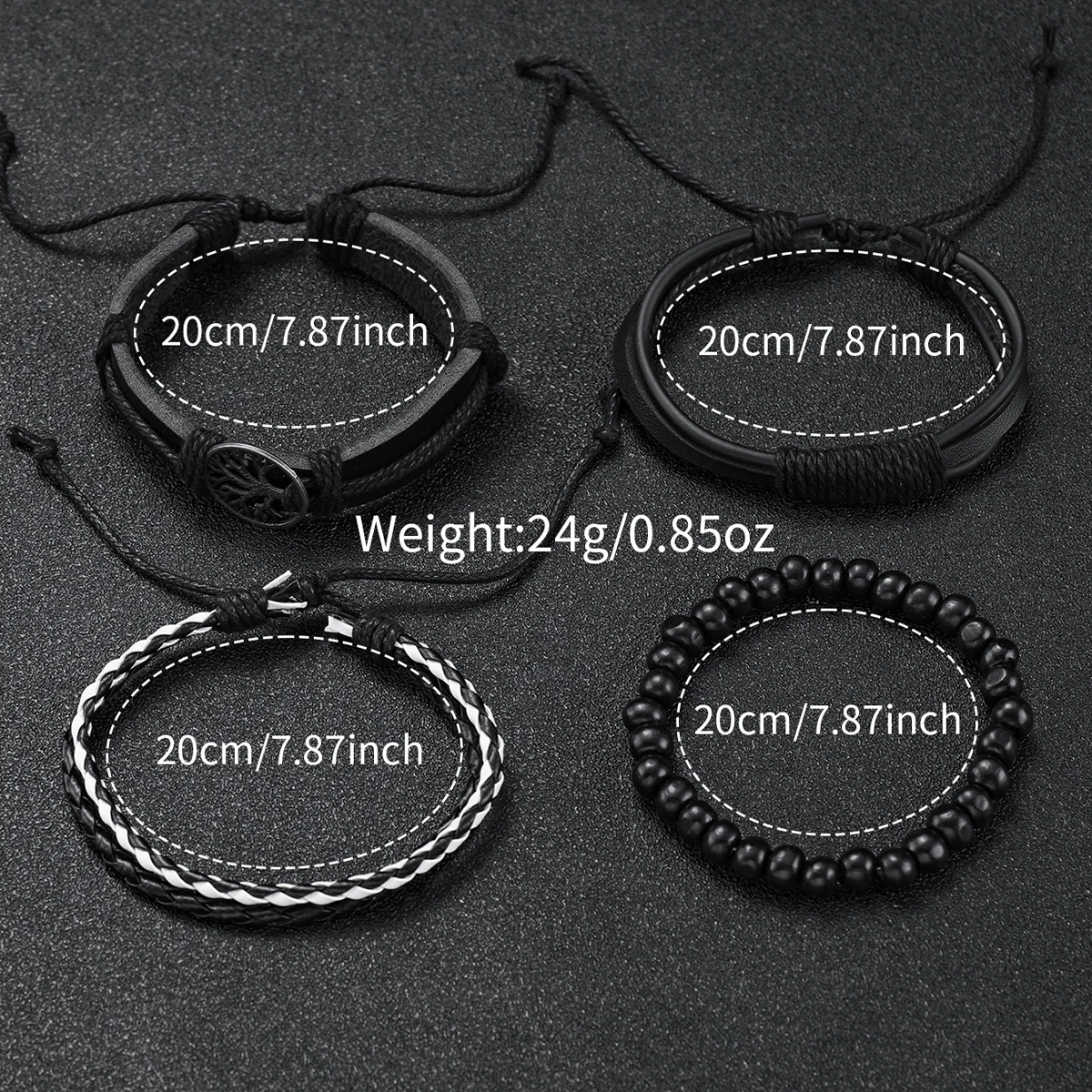 5PCS/Set Men\'s Watch Fashion Arabic Dial Leather Band Men Business Watches Bracelets Set(Without Box)