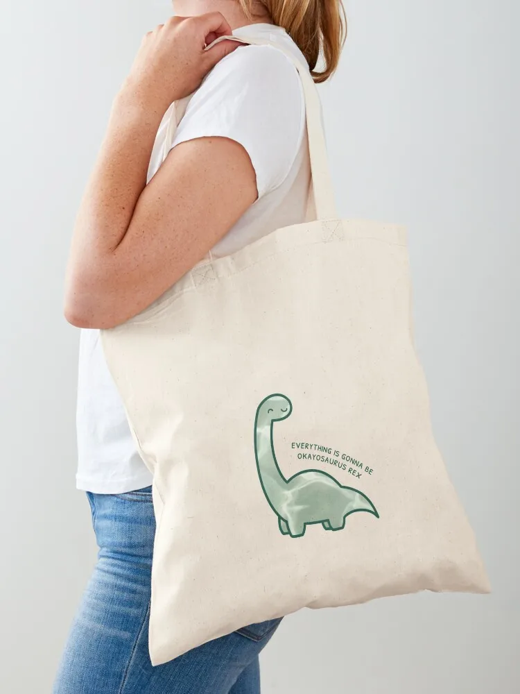 

marble dinosaur - everything is gonna be okayosaurus rex Tote Bag Big bag women tote bags men Fabric bag custom tote