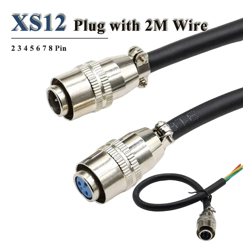 XS12 Welding Aviation Plug Cable XS12 Female Head With 2M Wire JK-4P/Y2 3 4 5 6 7 8 Pin Push-pull Self-locking Male Connector M1