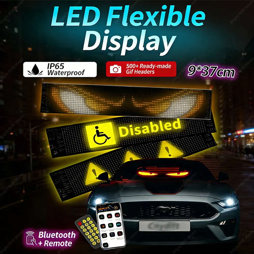 DIY Programmable LED Matrix Pixel Panel Flexible Screen Car Sign Animation Display Bluetooth App Control Truck Eye