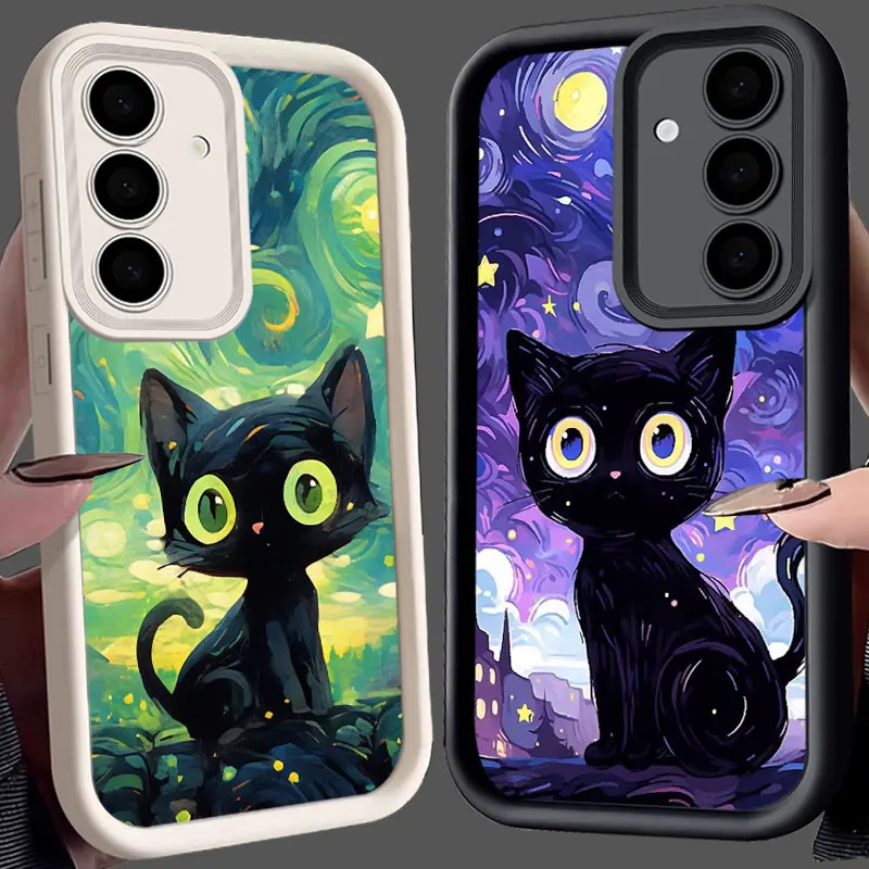 

Cute Cat Cartoon Starry Sky S25Ultra Phone Case For Samsung S25 S24 S23 Ultra Cases Cover Galaxy S22 S20 Plus S21 FE S24FE Funda