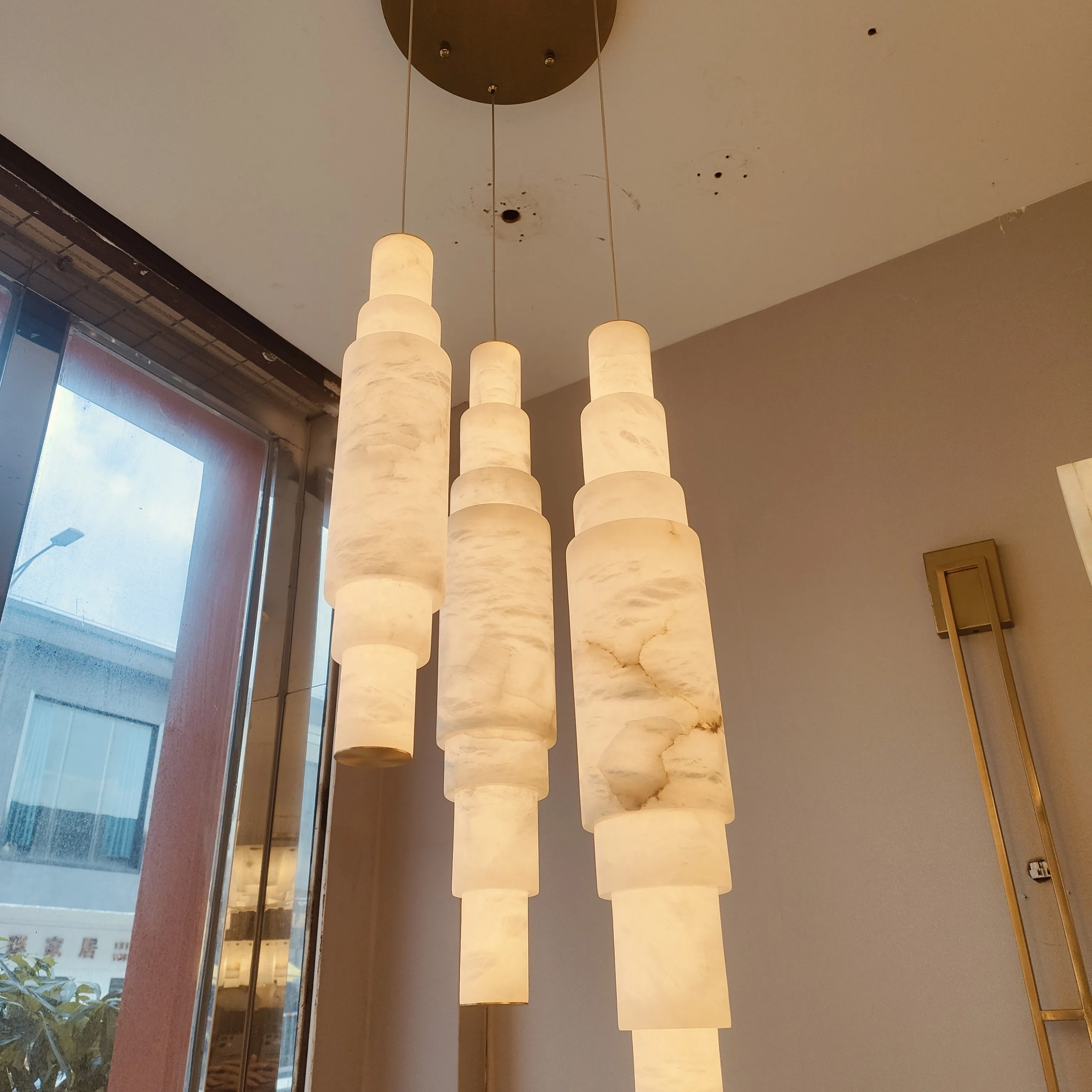 Led Natural Spanish Marble Chandelier Bedroom Bedside Designer Style Living Room Dining Room Alabaster Pendant lamp Indoor Decor