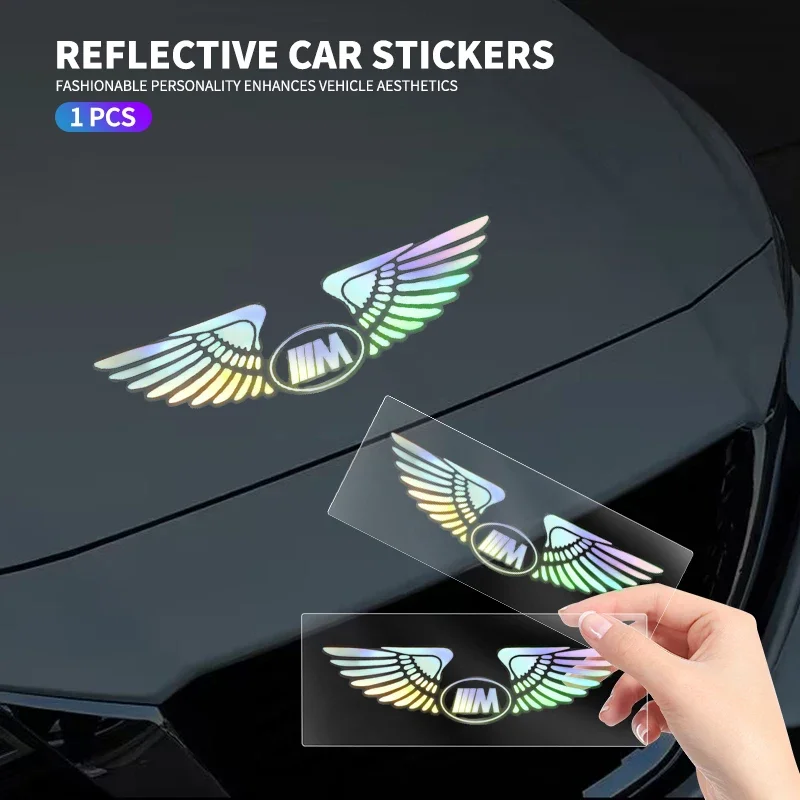 Colorful Reflective Laser Angel Wing Styling Car Trunk Door Stickers For BMW M E46 E39 E90 E60 E36 F30 F10 E34 M3 M4 M5 X5 6