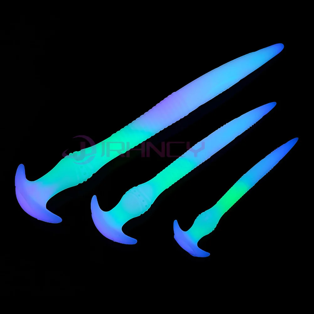 Glow In The Dark Anal Plug Long Butt Plug Tail Adult Sex Toys For Women Men Prostate Massage Anal Dilation Soft Silicone Butplug