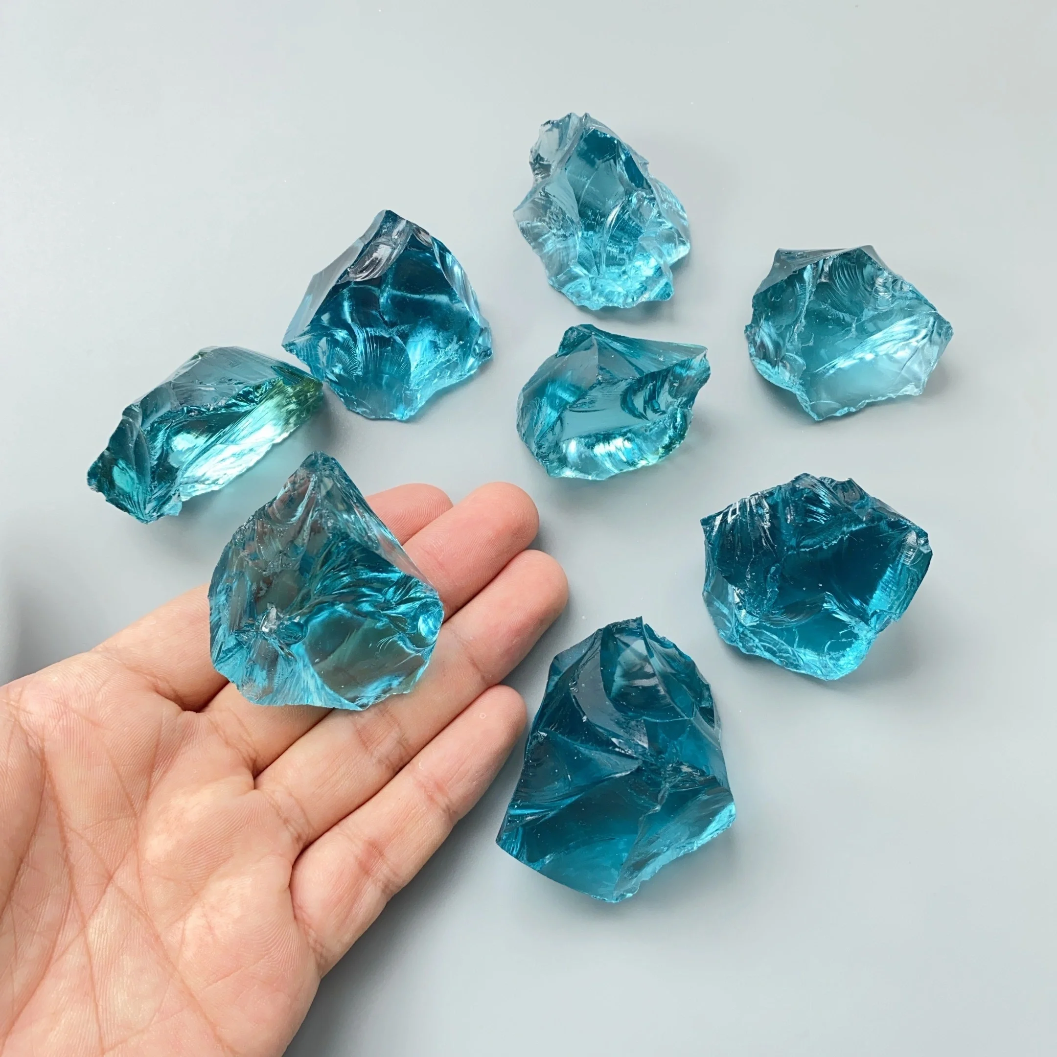 Dark sapphire blue smelted quartz Crystal, Marine blue glass diy, for decorative scenery diffuser stone Jewelry making