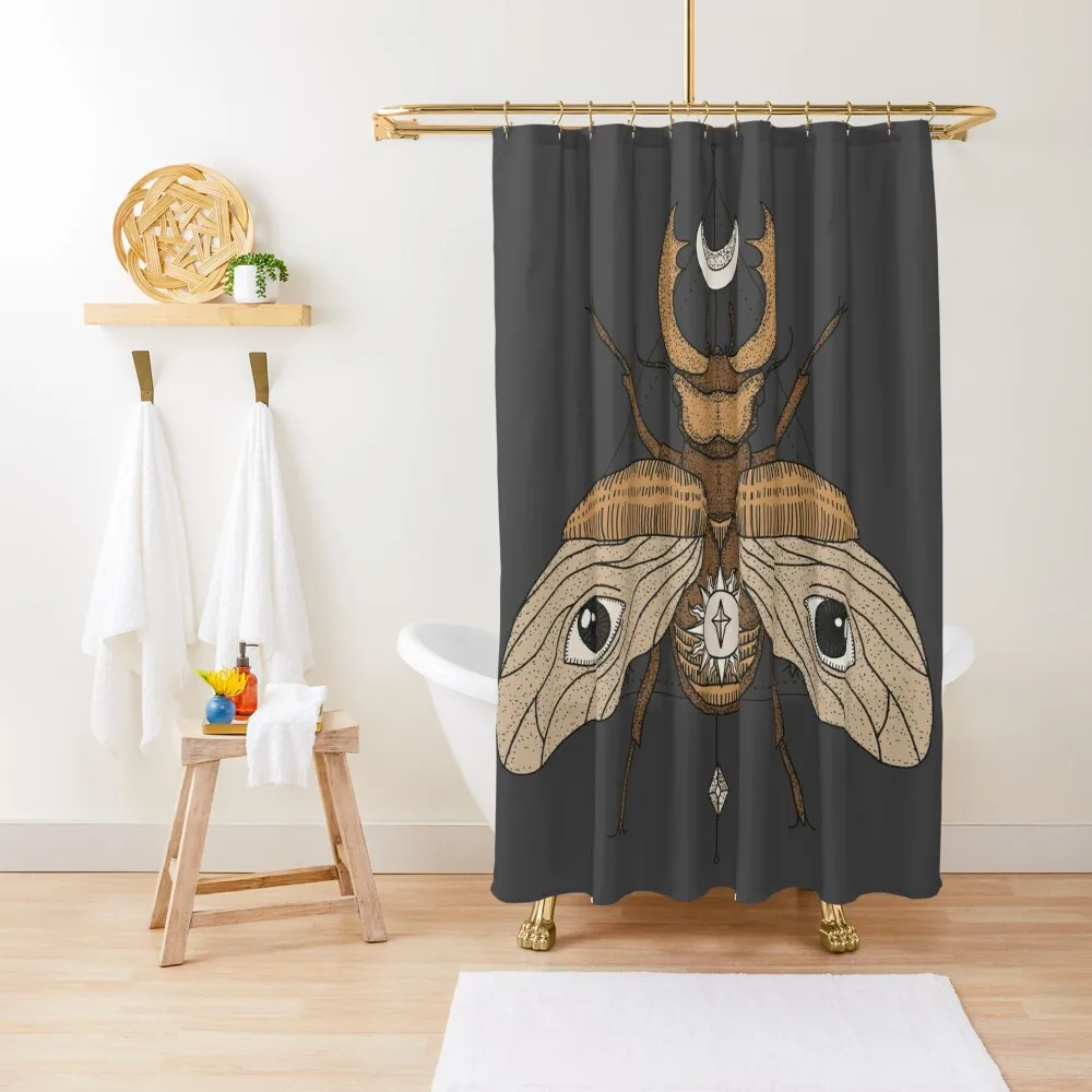 

Colorfull Beetle Illustration Shower Curtain Bathtub In The Bathroom Waterproof Fabric Shower Curtain