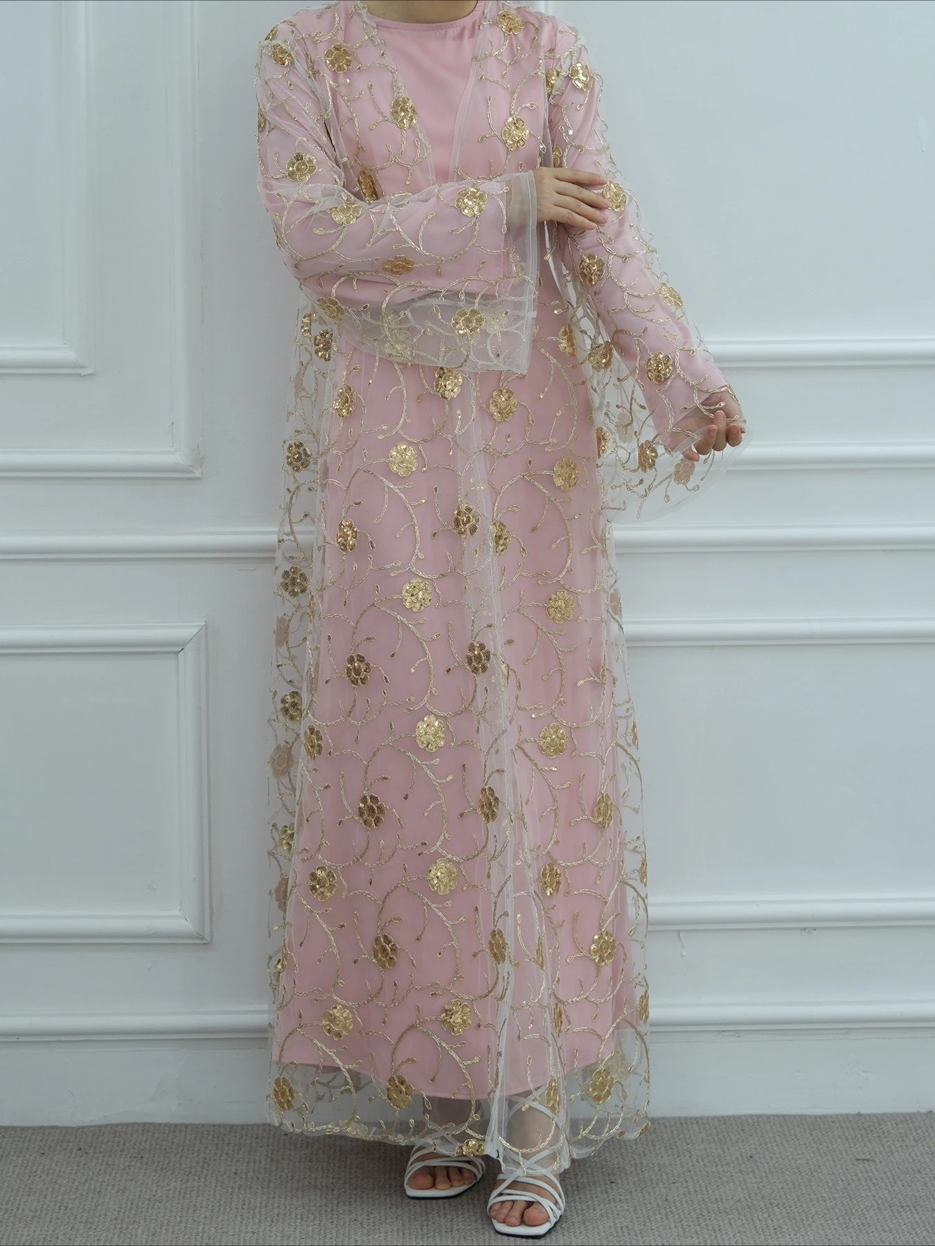 

Ид женское платье Абая мусульманский комплект из 2 предметов кардиган с вышивкой Джалабия Рамадан Дубай Vestidos Largos исламские платья арабский длинный халат