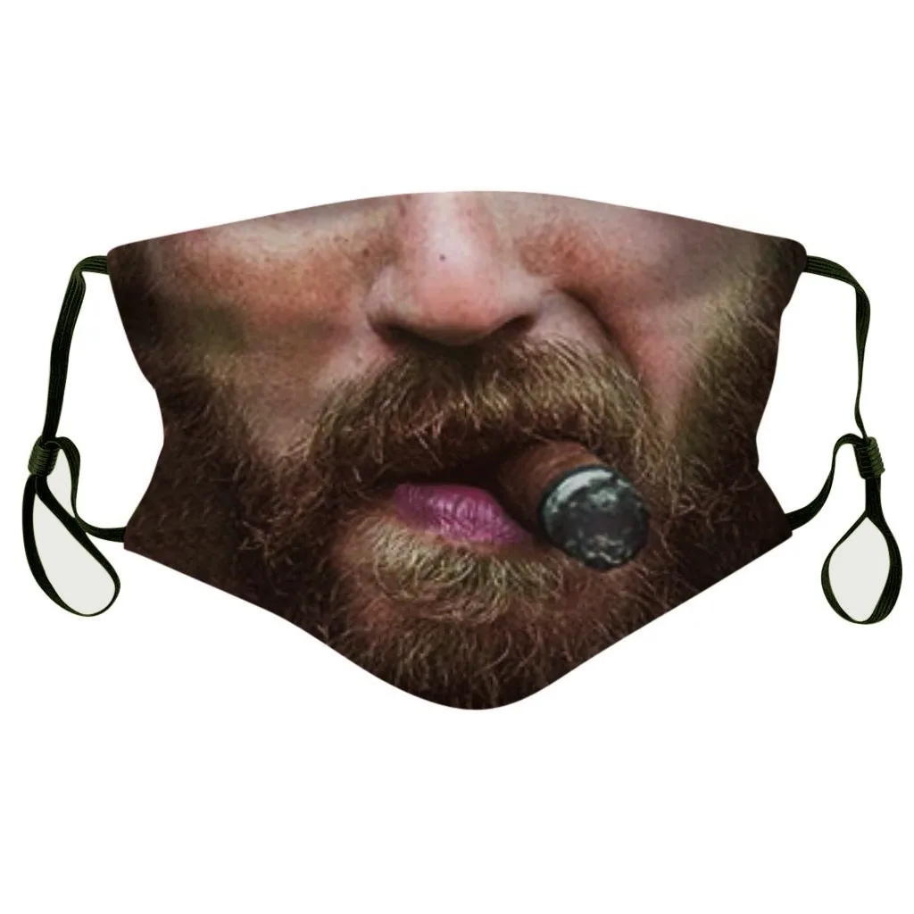 Unisex Printed Masks Funny Masks Creative Simulation Beard Fun Party Personality Reusable Funny Face Printed Face Mask