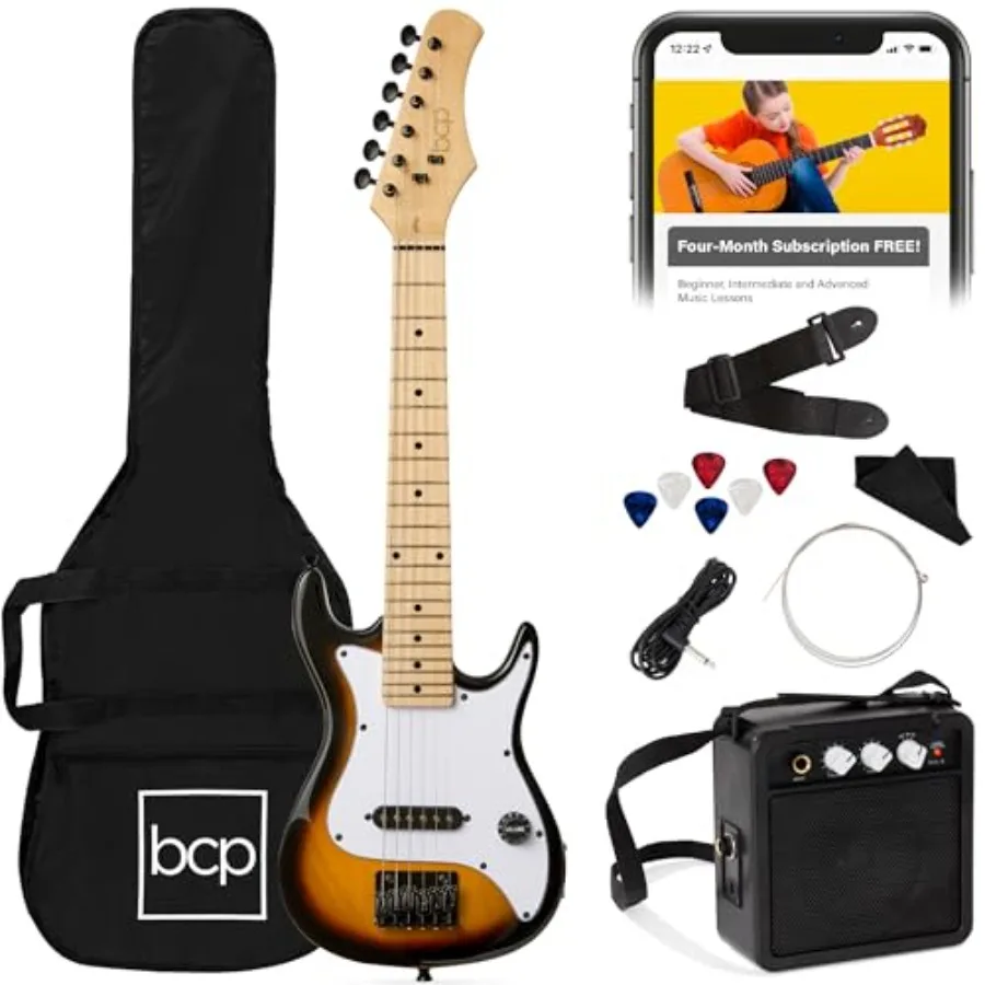 

30in Electric Guitar Beginner Starter Kit w/ 5W Amplifier Strap Gig Bag Strings Picks Sunburst